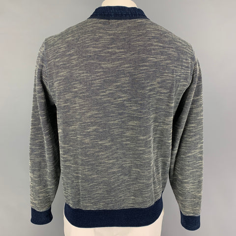 RRL by RALPH LAUREN Size L Indigo Beige Textured Cotton / Polyester Cardigan