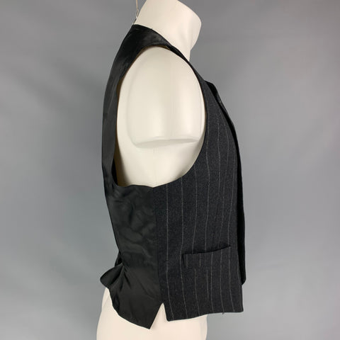CHEAP and CHIC by MOSCHINO Size 40 Charcoal Chalkstripe Wool Double Breasted Vest