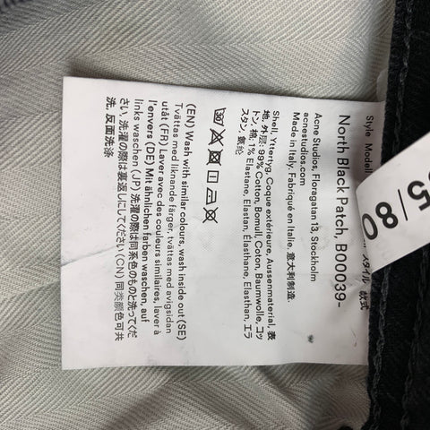 ACNE STUDIOS Size 29 Black Charcoal Cotton North Black Patch Slim Jeans