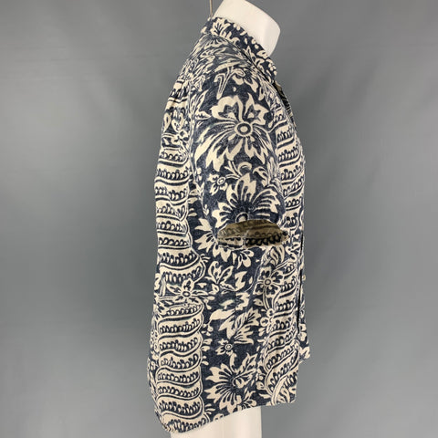 POLO by RALPH LAUREN Size M Navy & White Floral One pocket Short Sleeve Shirt