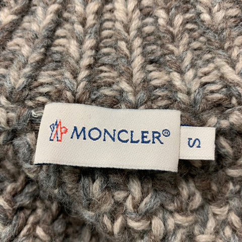 MONCLER Size S Grey Oatmeal Knitted Buttoned Jacket