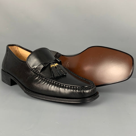 BALLY Size US 9.5 Black Leather Tassels Loafers