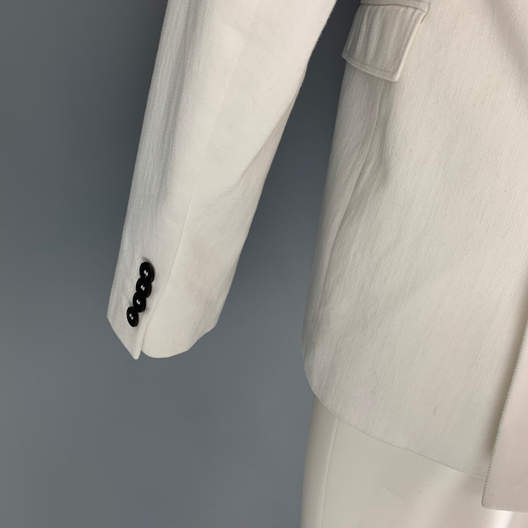 BURBERRY PRORSUM Size 40 White Cotton Notch Lapel Sport Coat