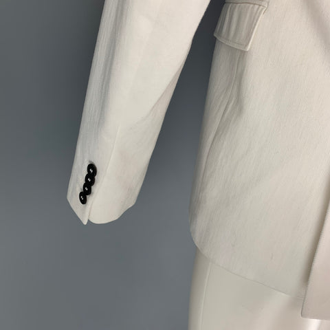 BURBERRY PRORSUM Size 40 White Cotton Notch Lapel Sport Coat
