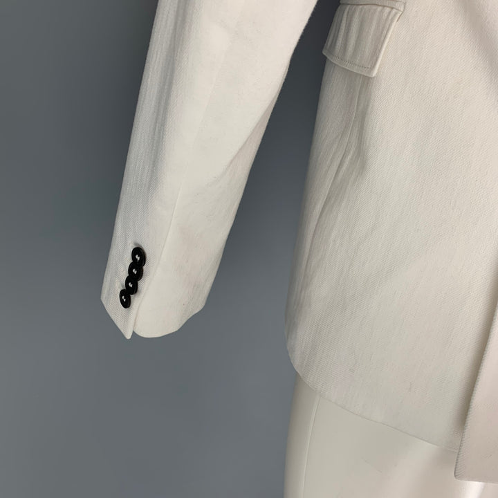 BURBERRY PRORSUM Size 40 White Cotton Notch Lapel Sport Coat
