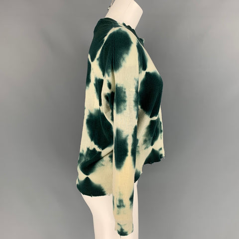PRIVE' 45 Size S Green & Cream Tie Dye Cashmere Pullover