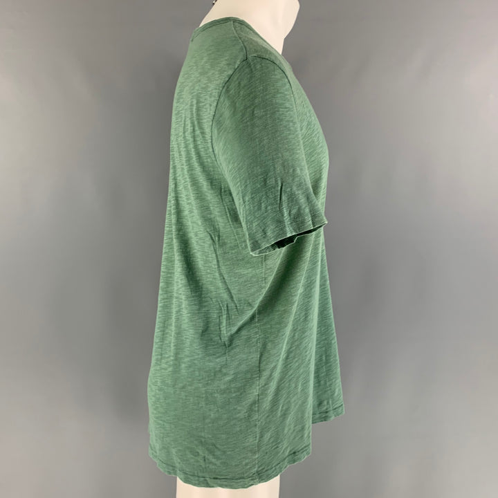 THEORY Size M Green Heather Cotton Short Sleeve T-shirt