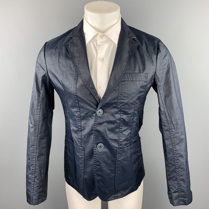 XAGON MAN Taille M Manteau de sport en coton / polyamide bleu marine à revers cranté