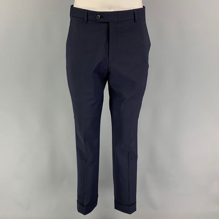 TODD SNYDER Size 40 Regular Navy Wool Lycra Notch Lapel Suit