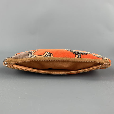 vintage EMILIO PUCCI Orange Paisley Velvet Coin Purse