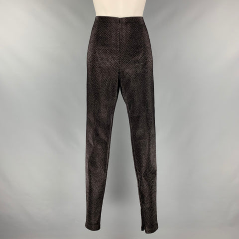 AREA Taille L Pantalon décontracté en mélange de viscose noir métallisé avec fermeture éclair latérale