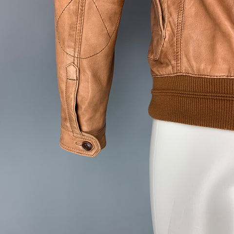 MASSIMO DUTTI Size M Tan Leather Jacket