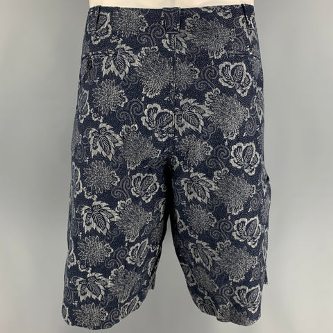 UNIONMADE x JS HOMESTEAD Short large en coton fleuri bleu marine et bleu
