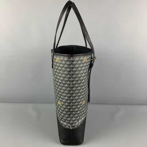 FAURE' LE PAGE Grey Black Coated Canvas Tote Bag