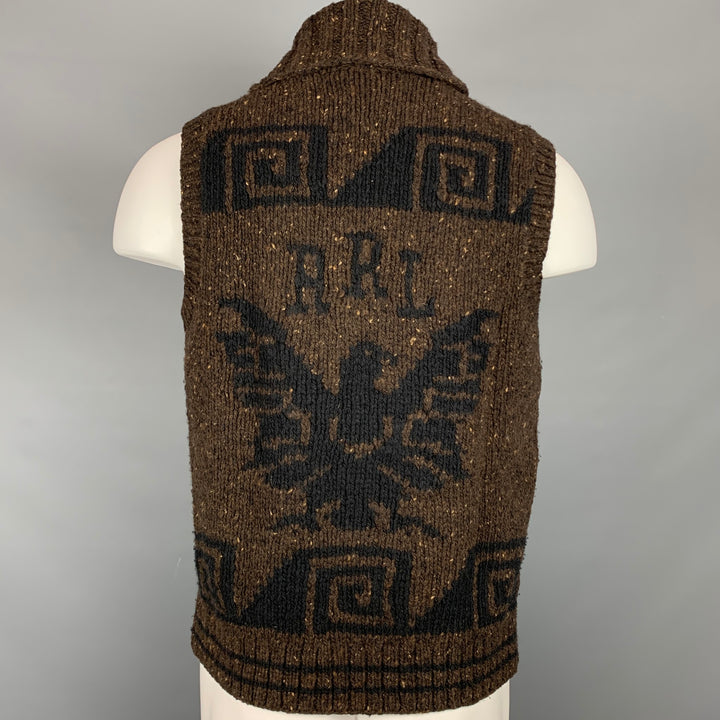 RRL by RALPH LAUREN Size M Brown & Navy Knitted Wool Blend Vest
