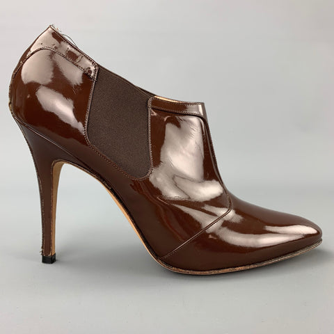 MANOLO BLAHNIK Talla 8.5 Botines de charol marrón
