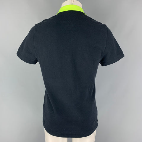 MARC JACOBS Size M Black Neon Yellow Cotton Short Sleeve Polo