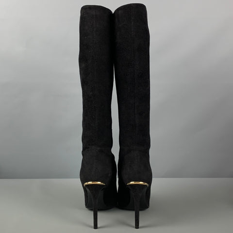 LOUIS VUITTON Size 7 Black Suede Pull On Boots