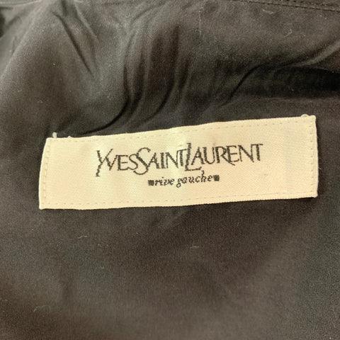 YVES SAINT LAURENT Size XL Black Cotton Nehru Collar Long Sleeve Shirt