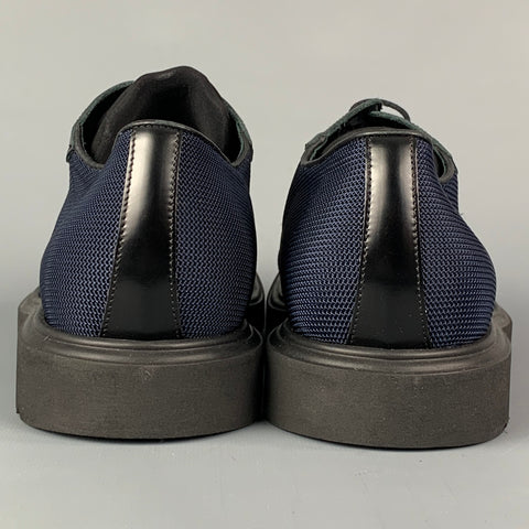 PAUL SMITH Size 9 Navy Black Textured Fabric Lace Up Shoes