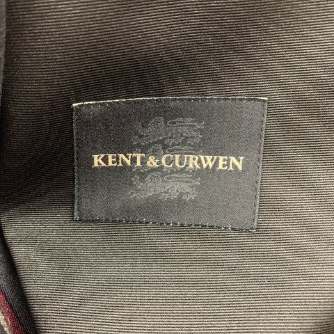 KENT CURWEN Size 48 Black & Burgundy Vertical Stripe Notch Lapel Sport Coat