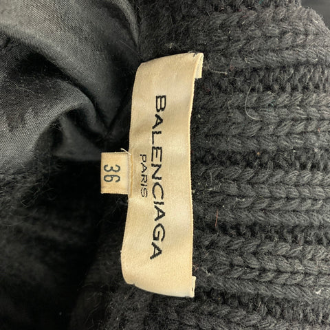 BALENCIAGA Size XS Black Mohair Blend Knitted Oversized Vest