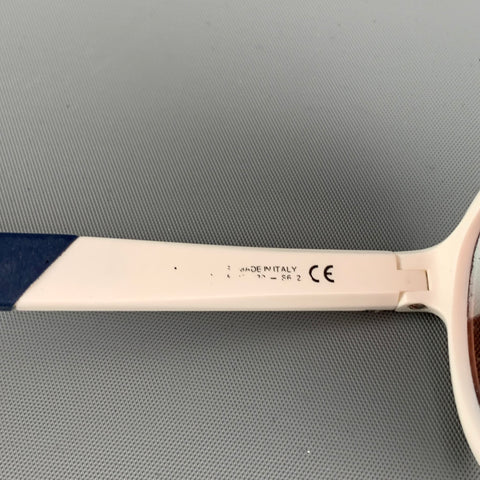 GUCCI Cream Blue Acetate Aviator Singlasses