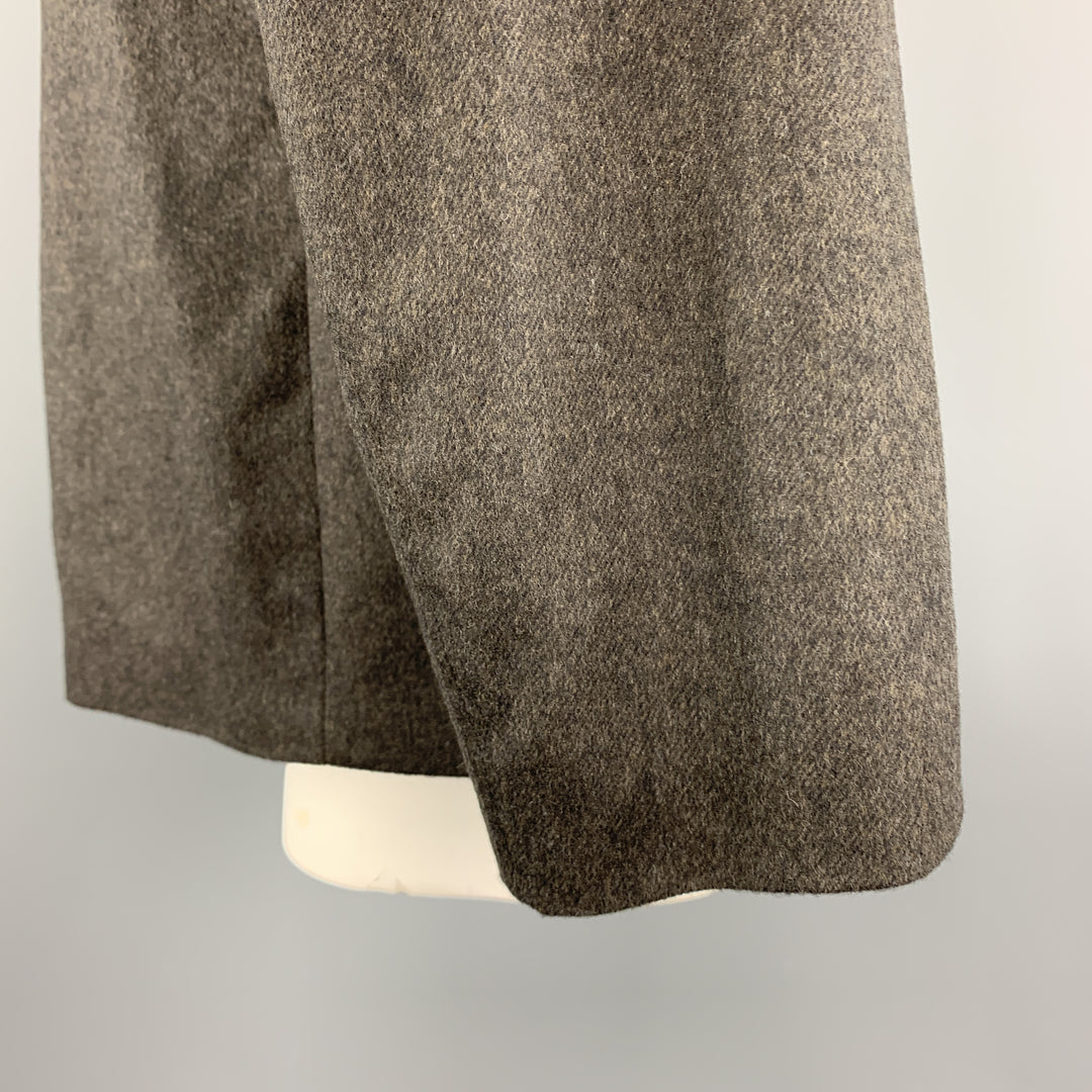 ERMENEGILDO ZEGNA Size XXL Charcoal Wool Nehru Collar Patch Pockets Jacket