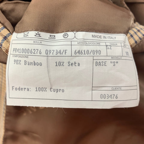 ISAIA Talla 42 Beige Azul Marrón Cuadros Abrigo deportivo de seda de bambú
