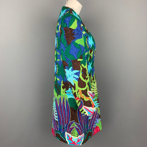 MANISH ARORA Size L Multi-Color Woven Silk Open Front Hand Crafted Coat
