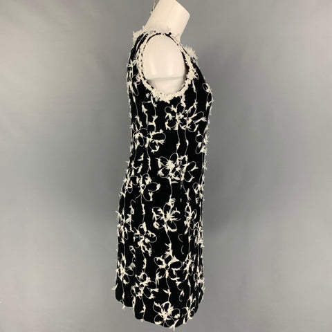 BARATO y CHIC de MOSCHINO Talla 6 Vestido tubo sin mangas Aplique de mezcla de algodón blanco y negro