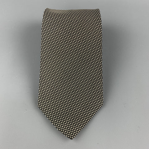 RALPH LAUREN PURPLE LABEL Black & White Print Silk Tie
