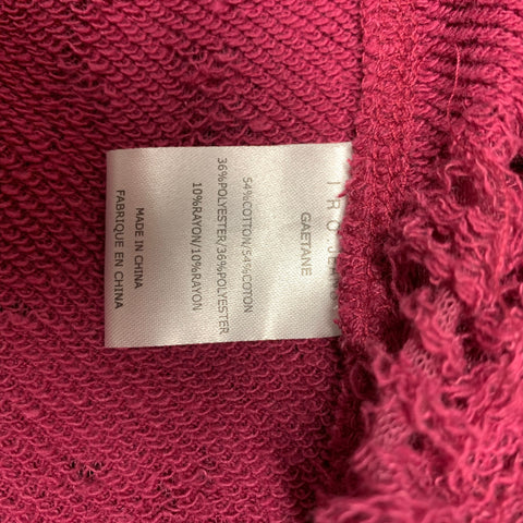 IRO Gaetane Taille XS T-shirt à col rond en coton mélangé vieilli bordeaux