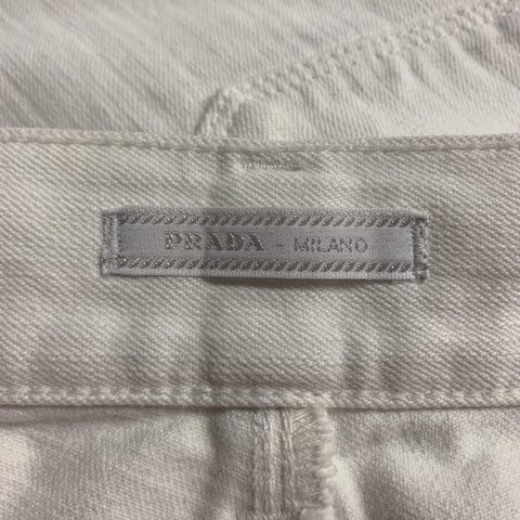 PRADA Size 33 White Solid Denim Button Fly Jeans