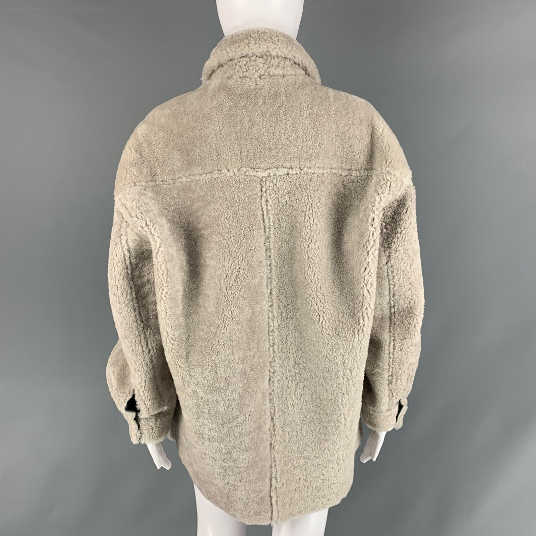 IRO Size L Grey Black Shearling Oversized Jacket