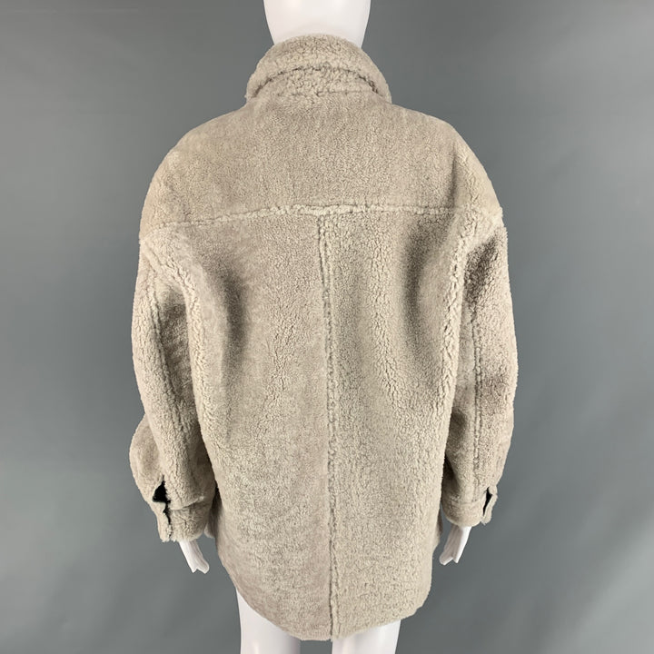 IRO Size L Grey Black Shearling Oversized Jacket