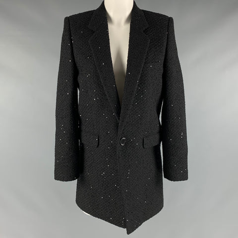 SAINT LAURENT Blazer à sequins en mélange de polyamide noir taille 2