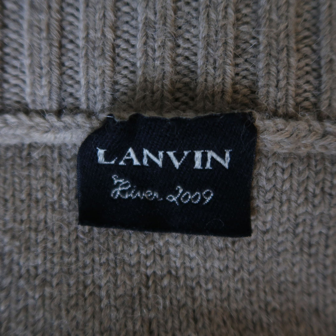 LANVIN Fall 2009 Size S Taupe Alpaca / Virgin Wool Knit Slouch Shrug Bolero