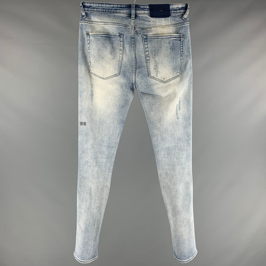 KSUBI Talla 31 Vaqueros de elastano de algodón desgastados azules