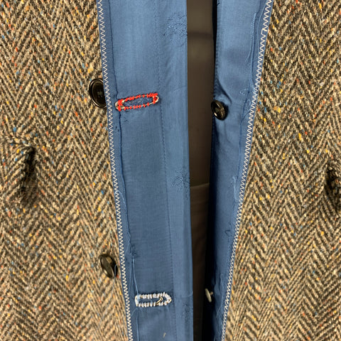 MARNI Chest Size 42 Size 42 Grey Multi-Color Herringbone Wool Notch Lapel Coat