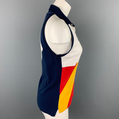 RALPH LAUREN Blue Label Size M Multi-Color Jersey Color Block Cotton Sleeveless T-shirt