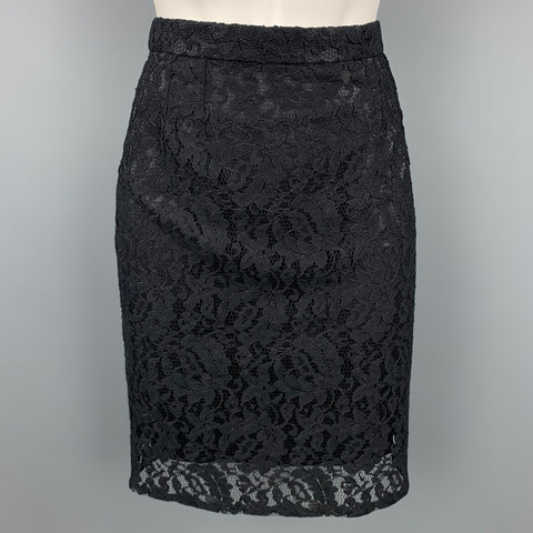 DOLCE &amp; GABBANA Jupe crayon en dentelle noire taille 4