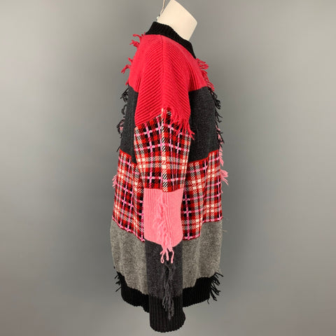MSGM Size M Red & Pink Wool / Acrylic Oversized Sweater