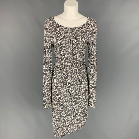 THAKOON Size M Grey & White Snake Skin Print Jersey Dress