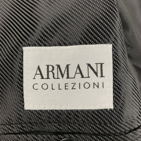 ARMANI COLLEZIONI Size 48 Long Black Velvet Cotton Viscose Sport Coat