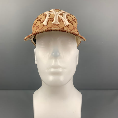 GUCCI Khaki Monogram Canvas NY Yankees GG Cap