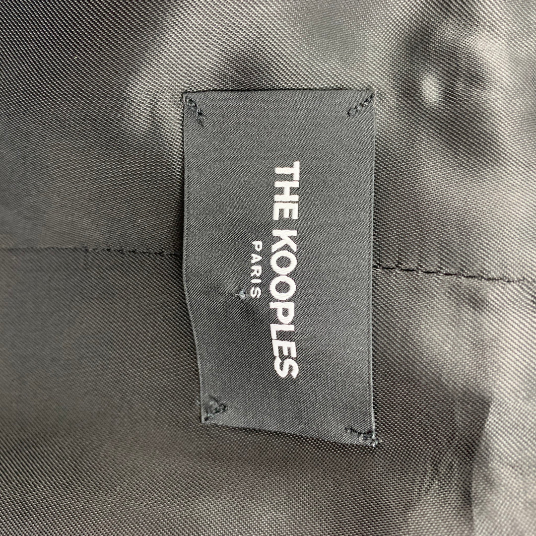THE KOOPLES Size 36 Navy Herringbone Wool / Mohair Shawl Collar Tuxedo Suit
