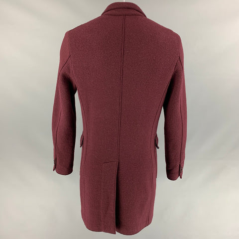 BARENA Taille 42 Manteau boutonné en laine texturée / polyamide bordeaux