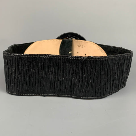 STREETS AHEAD Size S Black Wrinkled Suede Leather Wide Belt