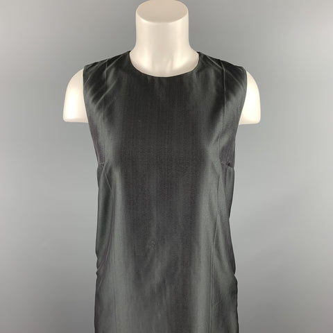 PRADA Taille 6 Robe droite sans manches en soie grise